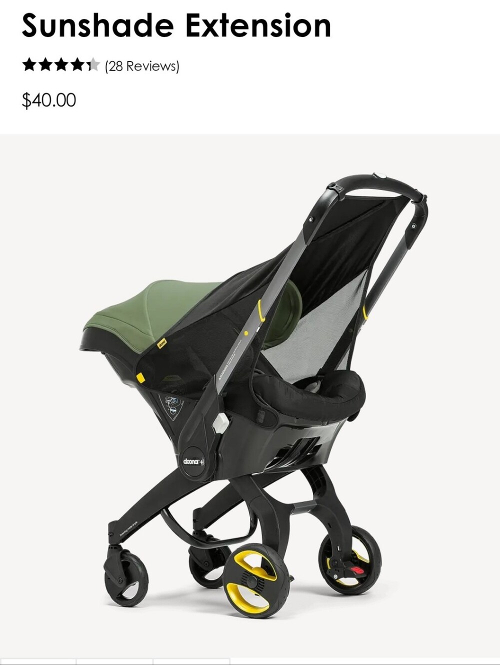 Doona Sunshade Extension Compatible with Doona Infant Toddler Car Seat Stroller